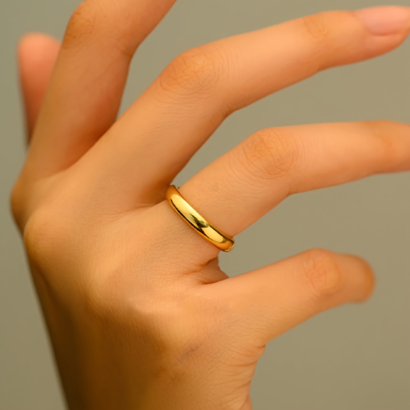 Titanium Steel Stacking Ring Golden Stainless Steel Jewelry